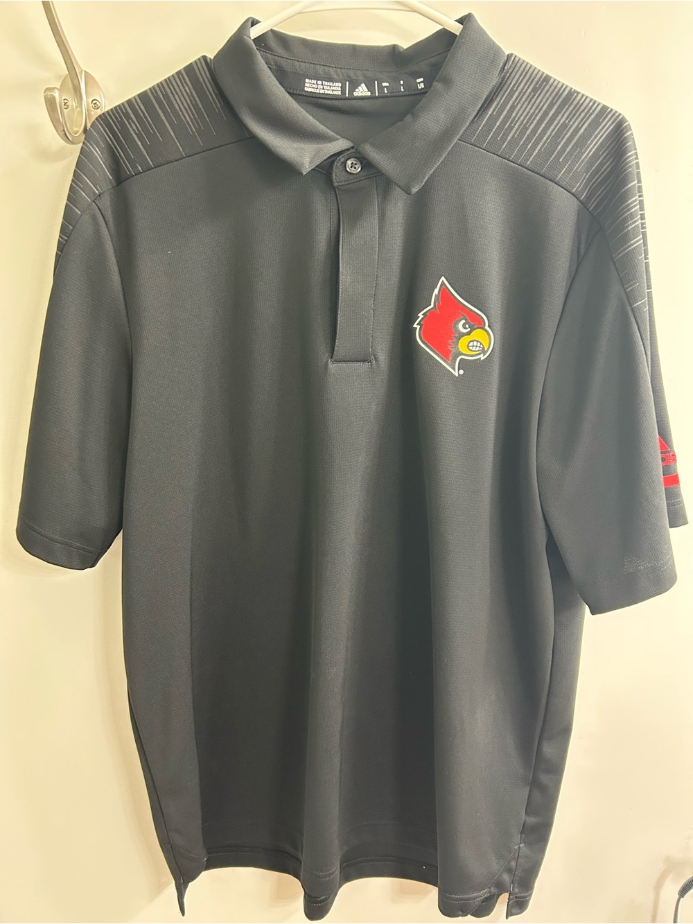 adidas Black Louisville Cardinals Polo with Red Logo